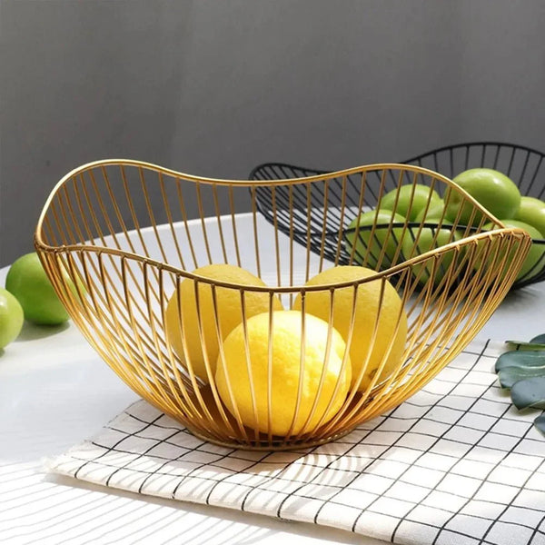 Cesta de frutas vazada de ferro