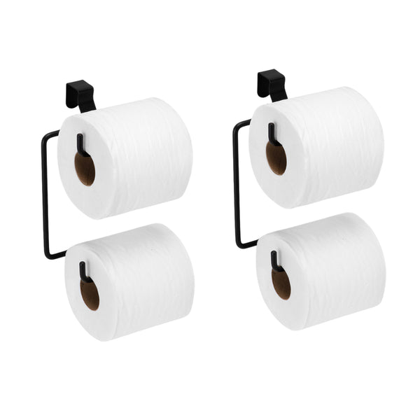 KIT COM 2 SUPORTES PAPEL HIGIÊNICO DUPLO CAIXA ACOPLADA PRETO FOSCO